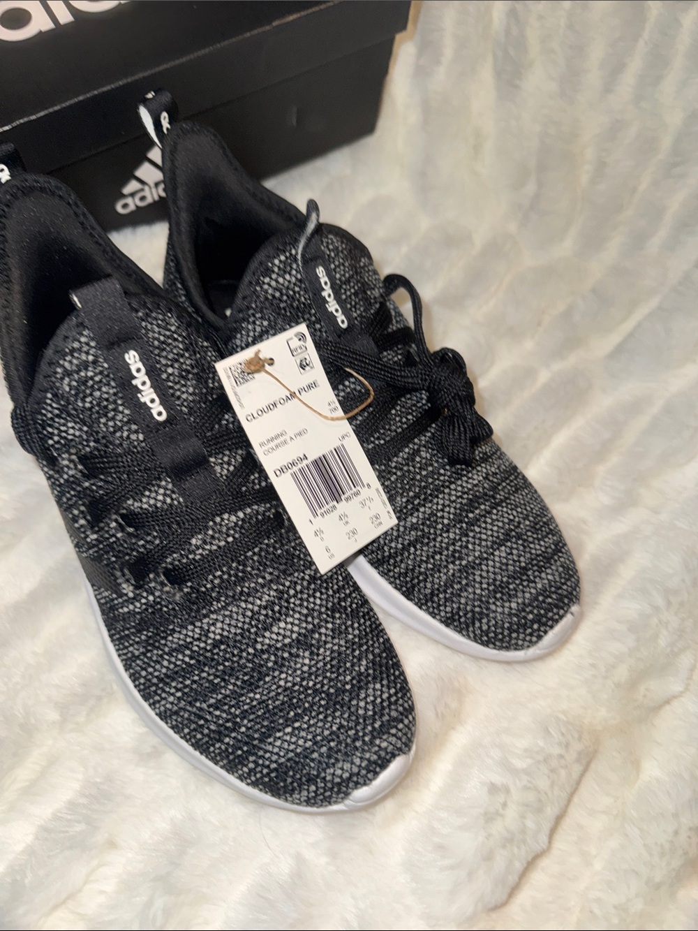 ADIDAS CLOUDFOAM PURE Black & White slip on sneaker - Picture 4 of 8
